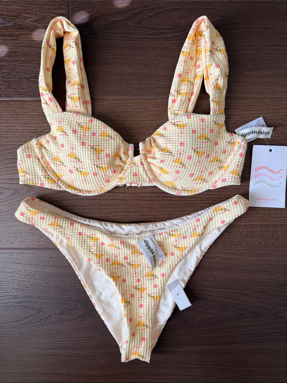 Dippin' Daisy's Yellow Floral Underwire Bikini Set with Pink & Orange Accents